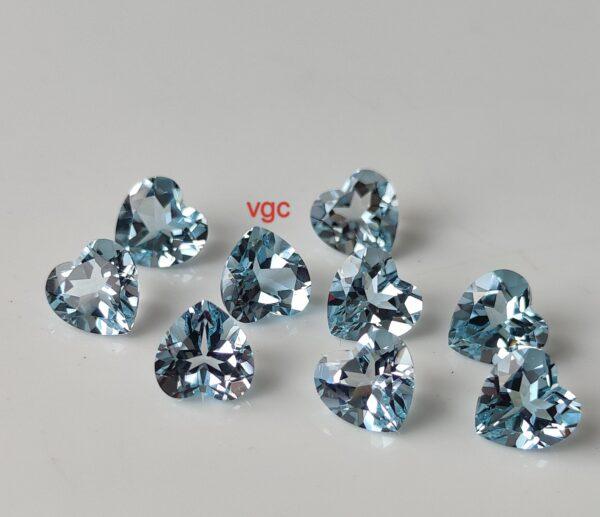 Natural Sky Blue Topaz 10 mm Heart Faceted Cut – AAA Quality Sky Blue Topaz Heart Faceted Cut 10mm