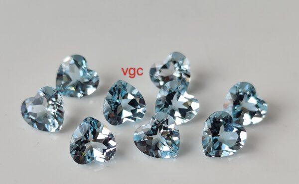 Natural Sky Blue Topaz 10 mm Heart Faceted Cut – AAA Quality Sky Blue Topaz Heart Faceted Cut 10mm