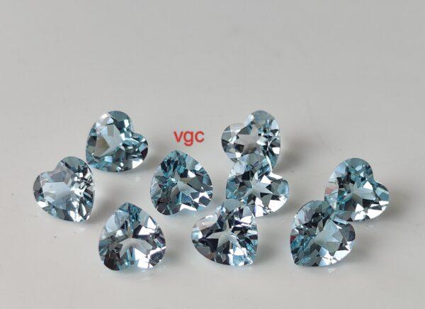 Natural Sky Blue Topaz 10 mm Heart Faceted Cut – AAA Quality Sky Blue Topaz Heart Faceted Cut 10mm