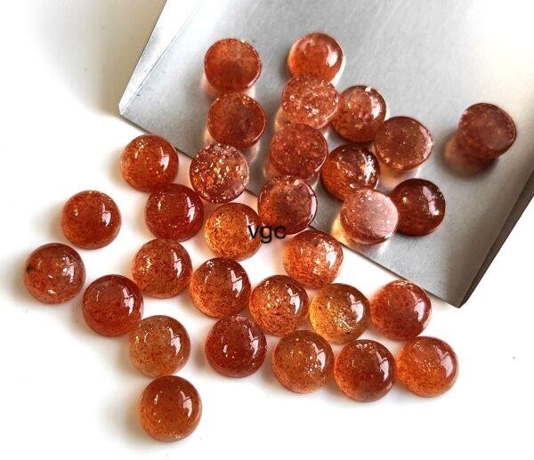 Natural Orange Sunstone 6 mm Round Cabochon – AAA Quality Sunstone Cabochon 6mm