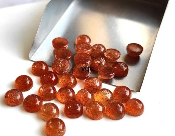 Natural Orange Sunstone 6 mm Round Cabochon – AAA Quality Sunstone Cabochon 6mm