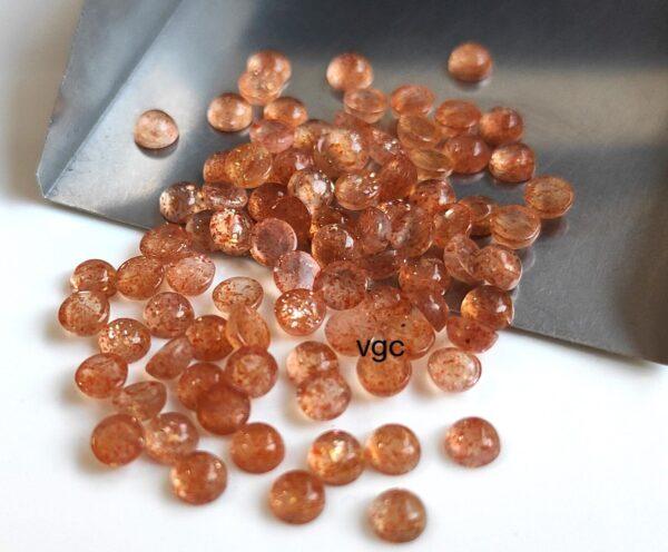 Natural Orange Sunstone 5 mm Round Cabochon – AAA Quality Sunstone Cabochon 5mm