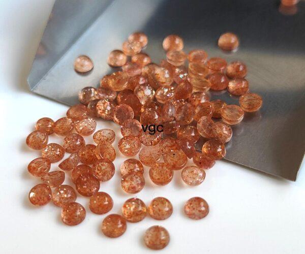 Natural Orange Sunstone 5 mm Round Cabochon – AAA Quality Sunstone Cabochon 5mm