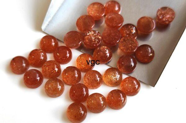 Natural Orange Sunstone 6 mm Round Cabochon – AAA Quality Sunstone Cabochon 6mm