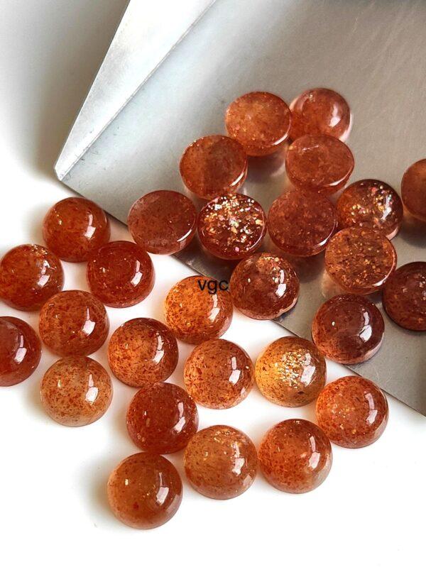 Natural Orange Sunstone 6 mm Round Cabochon – AAA Quality Sunstone Cabochon 6mm