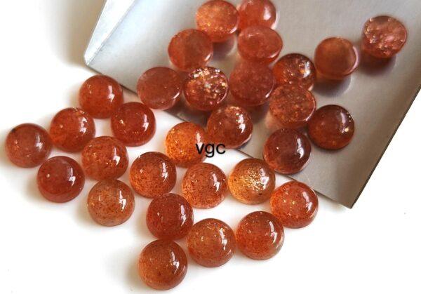 Natural Orange Sunstone 6 mm Round Cabochon – AAA Quality Sunstone Cabochon 6mm