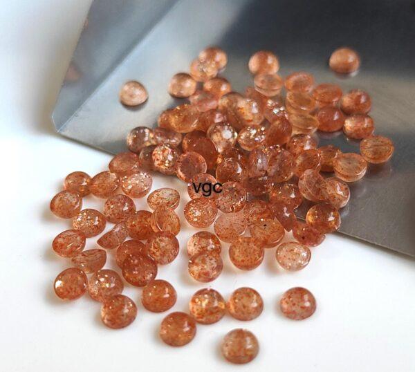 Natural Orange Sunstone 5 mm Round Cabochon – AAA Quality Sunstone Cabochon 5mm