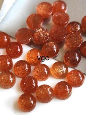 Natural Orange Sunstone 6 mm Round Cabochon – AAA Quality Sunstone Cabochon 6mm
