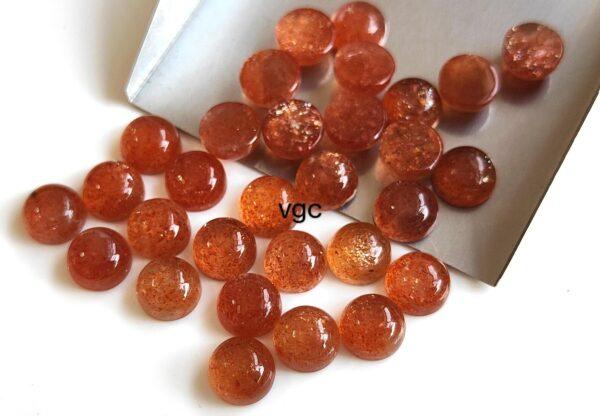 Natural Orange Sunstone 6 mm Round Cabochon – AAA Quality Sunstone Cabochon 6mm