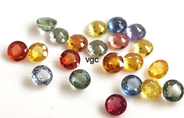 Natural Heated Multi Sapphire 3.5 mm Round Faceted Cut – AAA Quality Multi Sapphire Round Cut 3.5mm