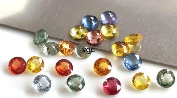 Natural Heated Multi Sapphire 2.5 mm Round Faceted Cut – AAA Quality Multi Sapphire Round Cut 2.5mm
