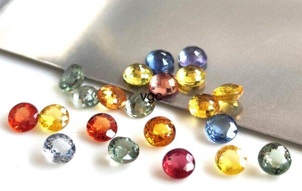 Natural Heated Multi Sapphire 2.5 mm Round Faceted Cut – AAA Quality Multi Sapphire Round Cut 2.5mm