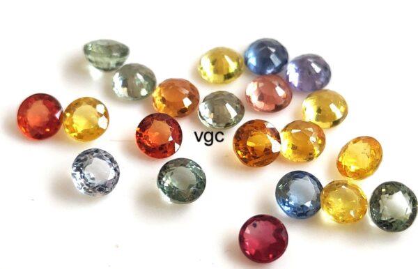 Natural Heated Multi Sapphire 3.5 mm Round Faceted Cut – AAA Quality Multi Sapphire Round Cut 3.5mm