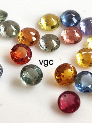 Natural Heated Multi Sapphire 3 mm Round Faceted Cut – AAA Quality Multi Sapphire Round Cut 3mm