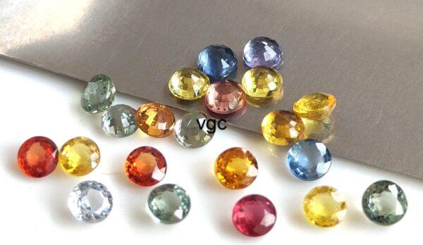 Natural Heated Multi Sapphire 2.5 mm Round Faceted Cut – AAA Quality Multi Sapphire Round Cut 2.5mm