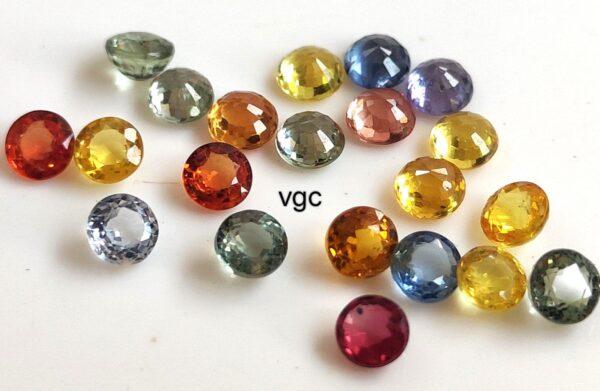 Natural Heated Multi Sapphire 3.5 mm Round Faceted Cut – AAA Quality Multi Sapphire Round Cut 3.5mm