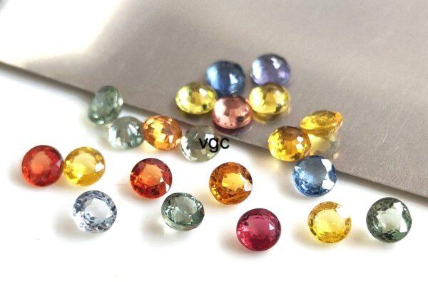 Natural Heated Multi Sapphire 2.5 mm Round Faceted Cut – AAA Quality Multi Sapphire Round Cut 2.5mm