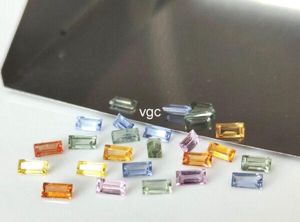 Natural Heated Multi Sapphire 2×3 mm Baguette Faceted Cut – AAA Quality Multi Sapphire Baguette Cut 2x3mm