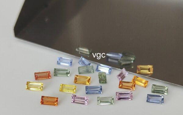 Natural Heated Multi Sapphire 2×3 mm Baguette Faceted Cut – AAA Quality Multi Sapphire Baguette Cut 2x3mm