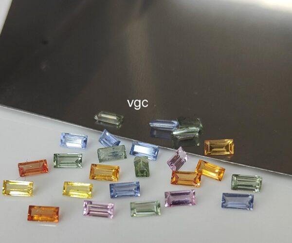 Natural Heated Multi Sapphire 2×3 mm Baguette Faceted Cut – AAA Quality Multi Sapphire Baguette Cut 2x3mm