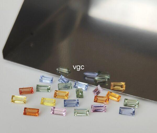 Natural Heated Multi Sapphire 2×3 mm Baguette Faceted Cut – AAA Quality Multi Sapphire Baguette Cut 2x3mm