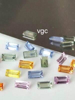 Natural Heated Multi Sapphire 2×3 mm Baguette Faceted Cut – AAA Quality Multi Sapphire Baguette Cut 2x3mm