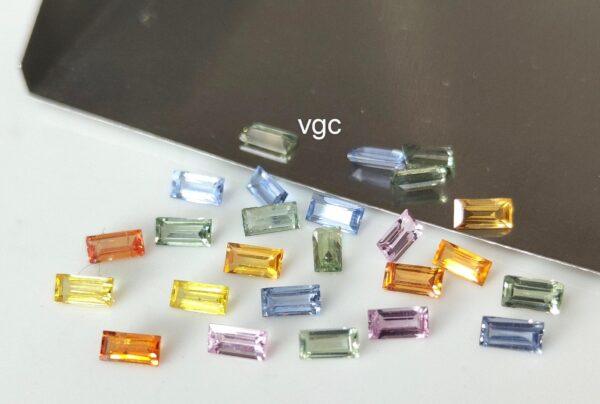 Natural Heated Multi Sapphire 2×3 mm Baguette Faceted Cut – AAA Quality Multi Sapphire Baguette Cut 2x3mm
