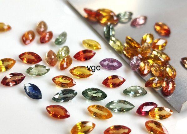 Natural Heated Multi Sapphire 2×4 mm Marquise Faceted Cut – AAA Quality Multi Sapphire Marquise Cut 2x4mm