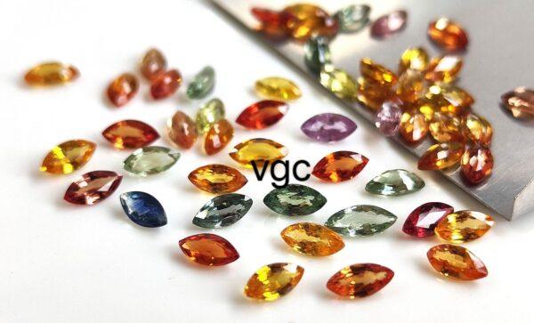 Natural Heated Multi Sapphire 2×4 mm Marquise Faceted Cut – AAA Quality Multi Sapphire Marquise Cut 2x4mm