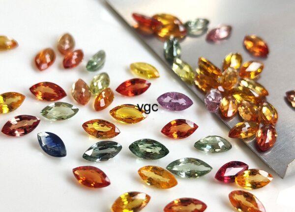 Natural Heated Multi Sapphire 2×4 mm Marquise Faceted Cut – AAA Quality Multi Sapphire Marquise Cut 2x4mm