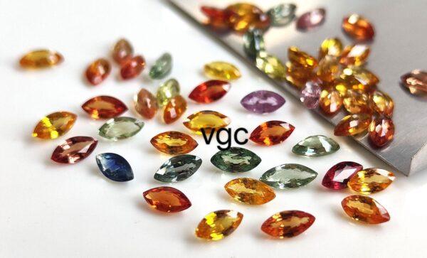 Natural Heated Multi Sapphire 2×4 mm Marquise Faceted Cut – AAA Quality Multi Sapphire Marquise Cut 2x4mm