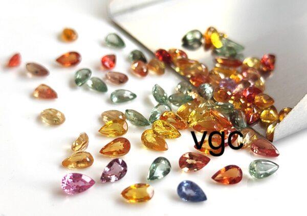 Natural Heated Multi Sapphire 5×7 mm Pear Faceted Cut – AAA Quality Multi Sapphire Pear Cut 5x7mm