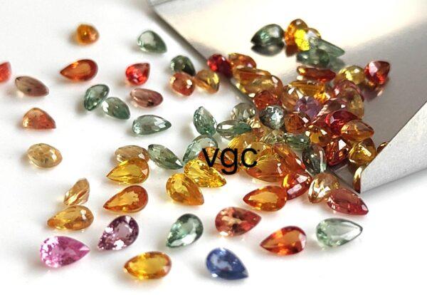 Natural Heated Multi Sapphire 5×7 mm Pear Faceted Cut – AAA Quality Multi Sapphire Pear Cut 5x7mm