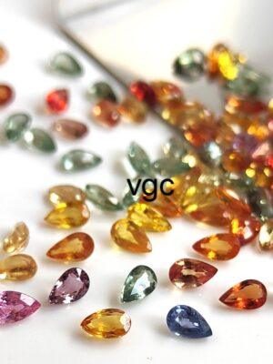 Natural Heated Multi Sapphire 4×6 mm Pear Faceted Cut – AAA Quality Multi Sapphire Pear Cut 4x6mm