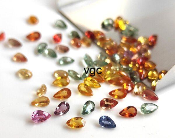 Natural Heated Multi Sapphire 5×7 mm Pear Faceted Cut – AAA Quality Multi Sapphire Pear Cut 5x7mm