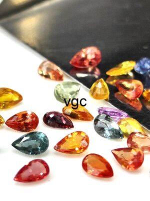 Natural Heated Multi Sapphire 3×4 mm Pear Faceted Cut – AAA Quality Multi Sapphire Pear Cut 3x4mm
