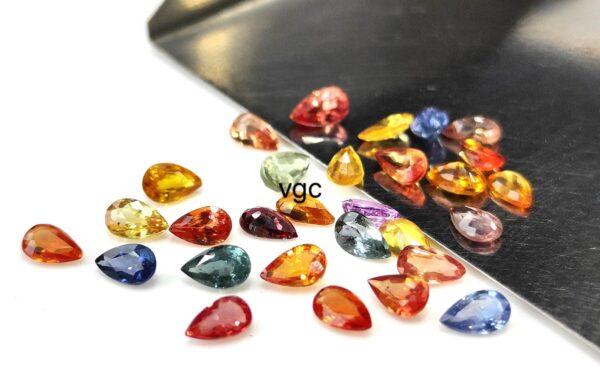 Natural Heated Multi Sapphire 3×4 mm Pear Faceted Cut – AAA Quality Multi Sapphire Pear Cut 3x4mm