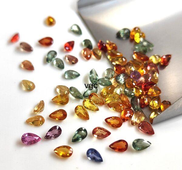 Natural Heated Multi Sapphire 5×7 mm Pear Faceted Cut – AAA Quality Multi Sapphire Pear Cut 5x7mm