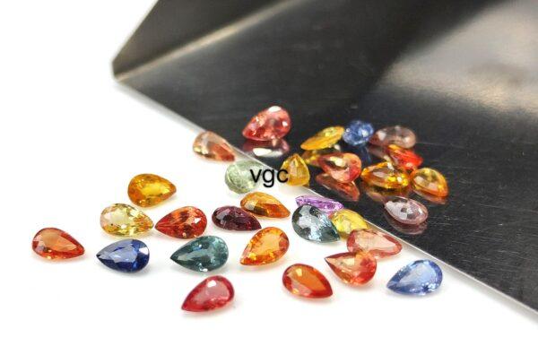 Natural Heated Multi Sapphire 3×4 mm Pear Faceted Cut – AAA Quality Multi Sapphire Pear Cut 3x4mm
