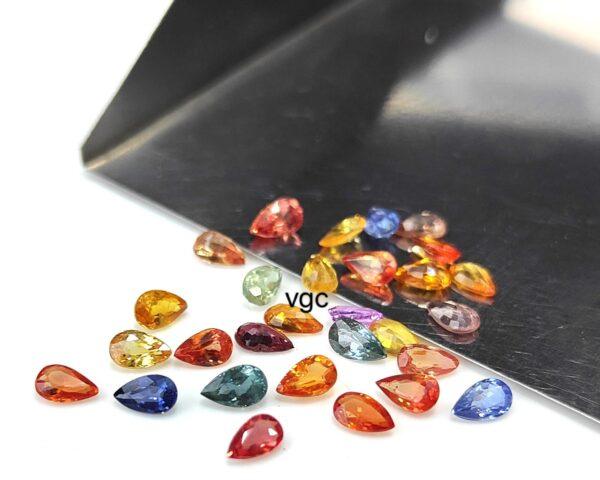 Natural Heated Multi Sapphire 3×4 mm Pear Faceted Cut – AAA Quality Multi Sapphire Pear Cut 3x4mm