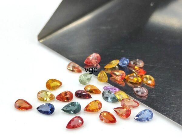 Natural Heated Multi Sapphire 3×4 mm Pear Faceted Cut – AAA Quality Multi Sapphire Pear Cut 3x4mm