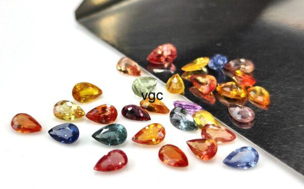 Natural Heated Multi Sapphire 3×4 mm Pear Faceted Cut – AAA Quality Multi Sapphire Pear Cut 3x4mm