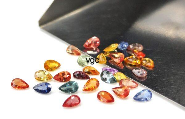 Natural Heated Multi Sapphire 3×4 mm Pear Faceted Cut – AAA Quality Multi Sapphire Pear Cut 3x4mm