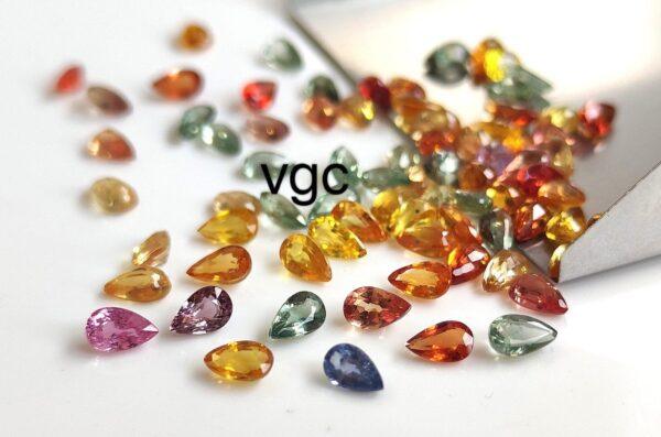 Natural Heated Multi Sapphire 5×7 mm Pear Faceted Cut – AAA Quality Multi Sapphire Pear Cut 5x7mm