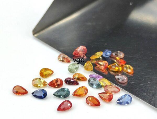 Natural Heated Multi Sapphire 3×4 mm Pear Faceted Cut – AAA Quality Multi Sapphire Pear Cut 3x4mm