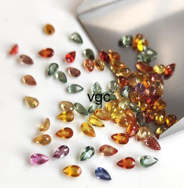 Natural Heated Multi Sapphire 5×7 mm Pear Faceted Cut – AAA Quality Multi Sapphire Pear Cut 5x7mm