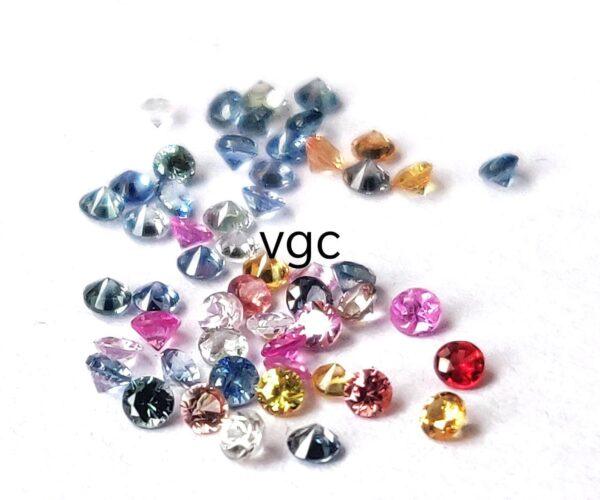 Natural Heated Multi Sapphire 2.5 mm Round Diamond Faceted Cut – AAA Quality Multi Sapphire Round Diamond Cut 2.5mm