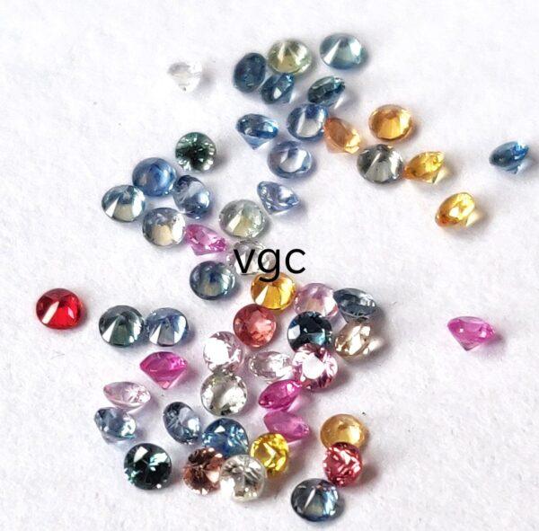 Natural Heated Multi Sapphire 1 mm Round Diamond Faceted Cut – AAA Quality Multi Sapphire Round Diamond Cut 1mm
