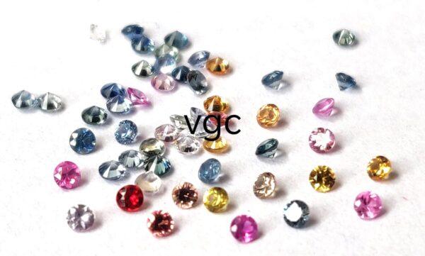 Natural Heated Multi Sapphire 2.5 mm Round Diamond Faceted Cut – AAA Quality Multi Sapphire Round Diamond Cut 2.5mm