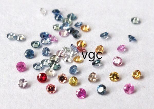 Natural Heated Multi Sapphire 1 mm Round Diamond Faceted Cut – AAA Quality Multi Sapphire Round Diamond Cut 1mm